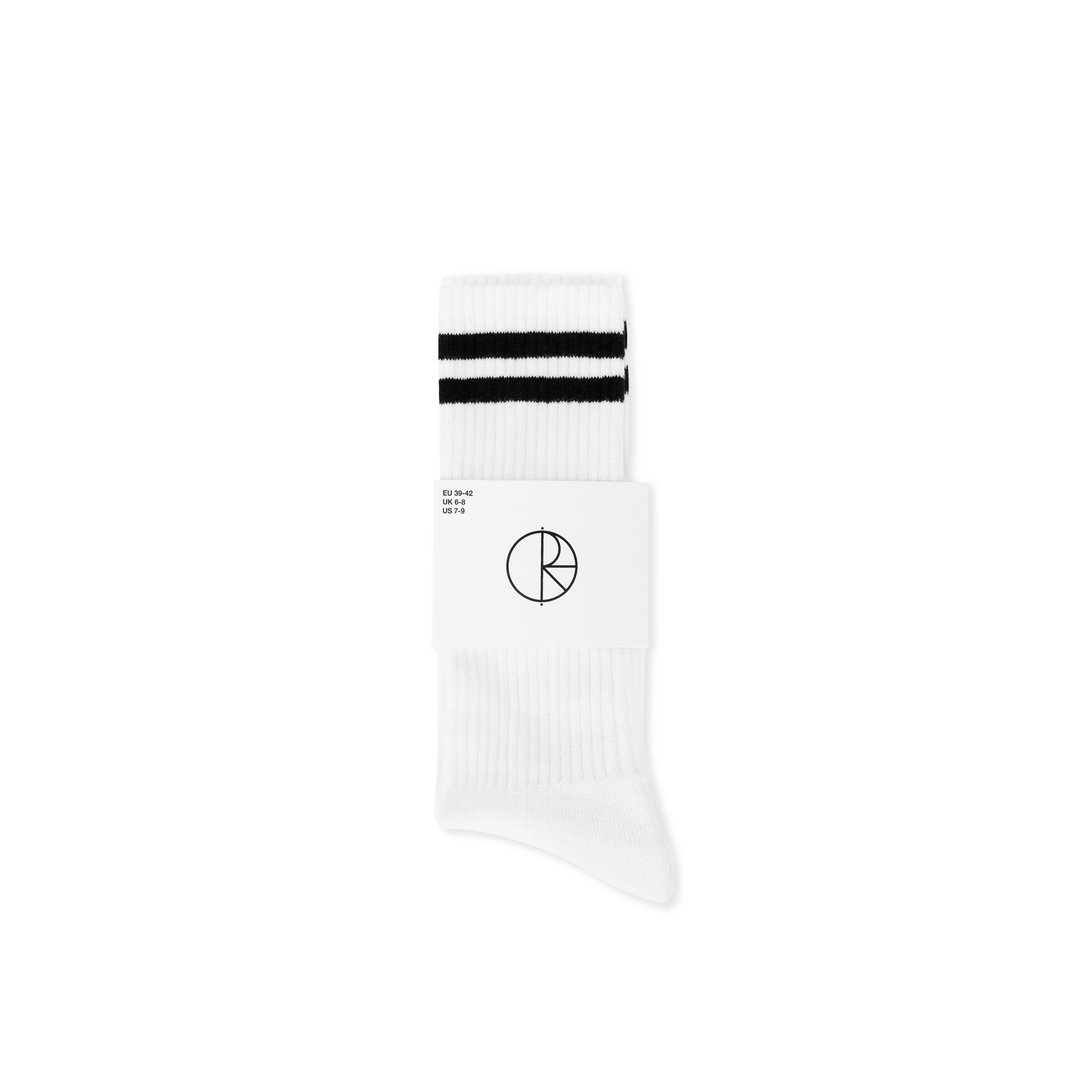 Rib Socks | Long | Happy Sad - White