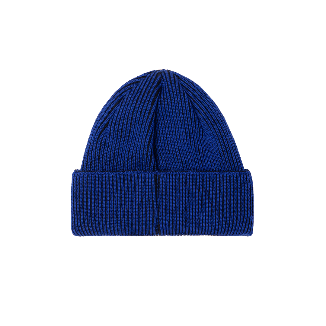 Lines Merino Beanie - Egyptian Blue/Black