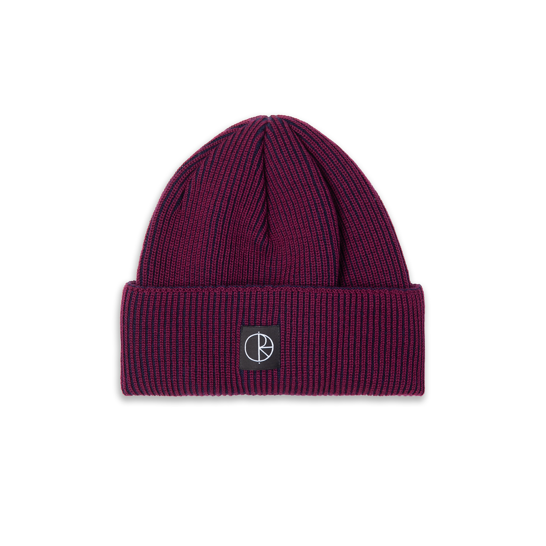 Lines Merino Beanie - Wine/Navy