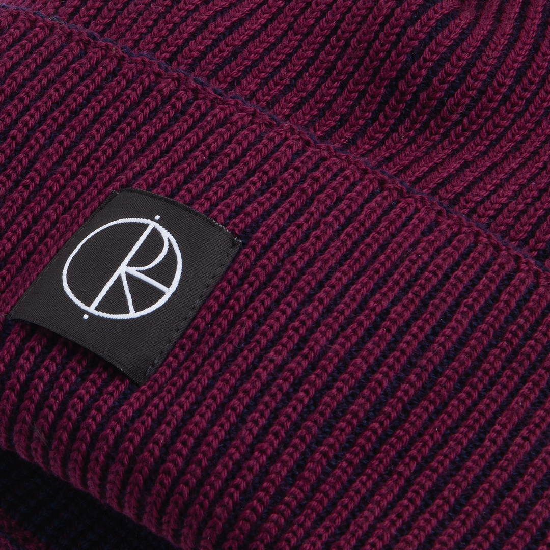 Lines Merino Beanie - Wine/Navy
