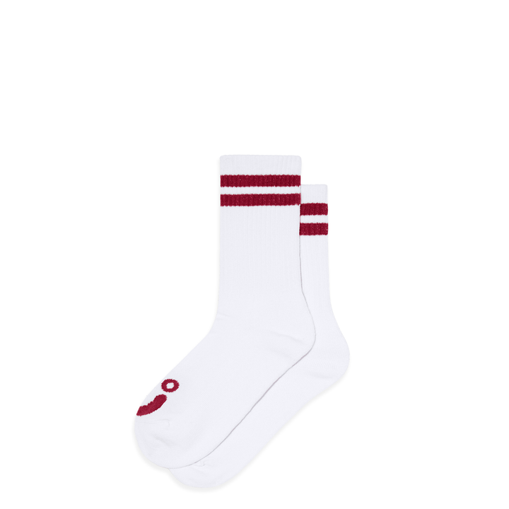 Rib Socks | Happy Sad - White/Red