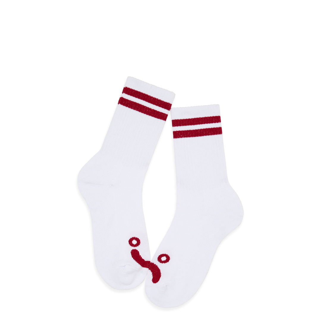 Rib Socks | Happy Sad - White/Red