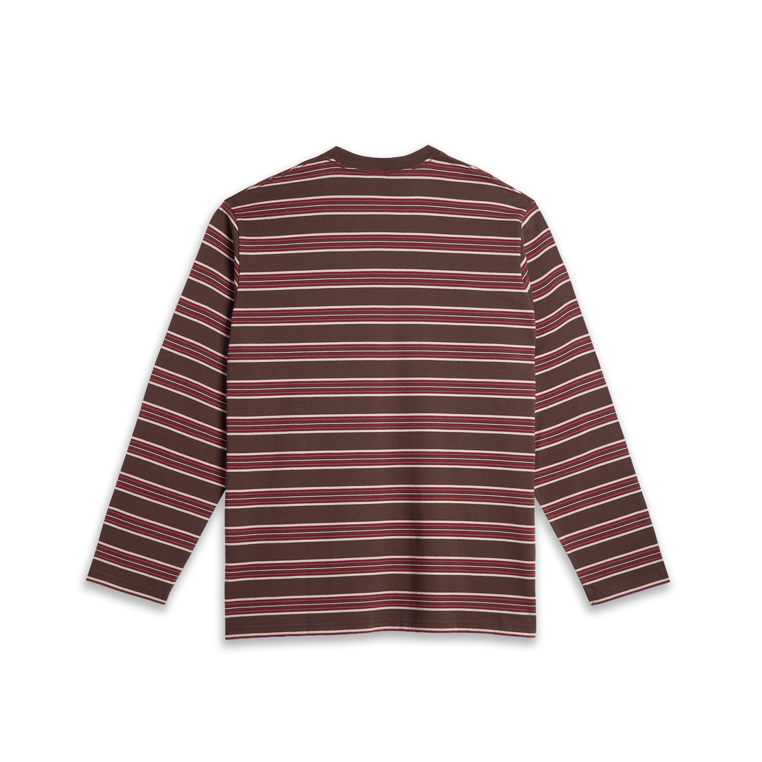 Steve LS Tee | Stripe - Brown/Red