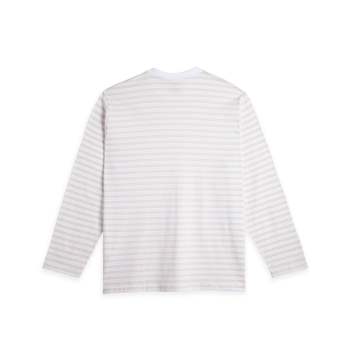 Steve LS Tee | Stripe - White/Taupe