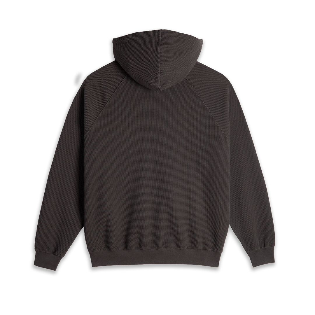 Waffle Zip Hoodie - Dirty Black
