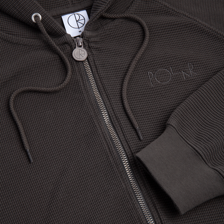 Waffle Zip Hoodie - Dirty Black