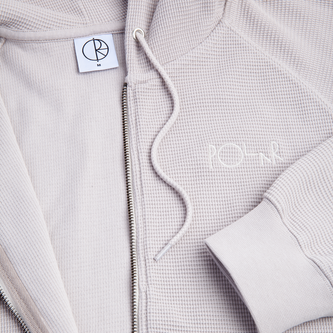 Waffle Zip Hoodie - Pale Taupe