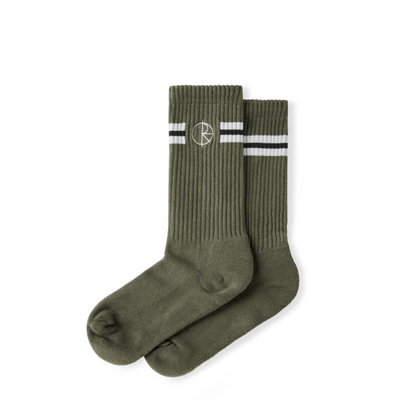 Rib Socks | Stroke Logo - Olive