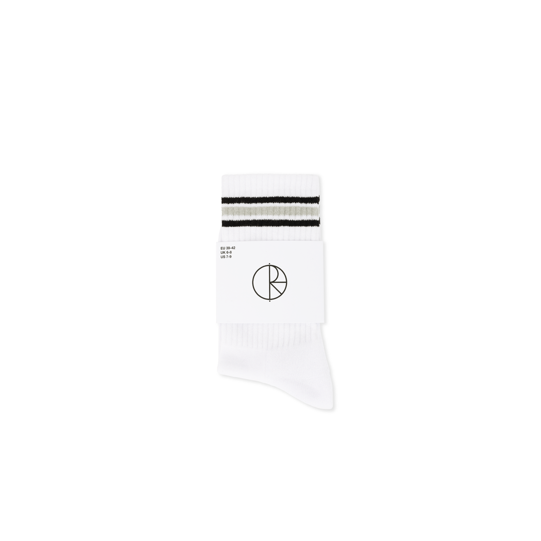 Rib Socks | Stripe - White / Black