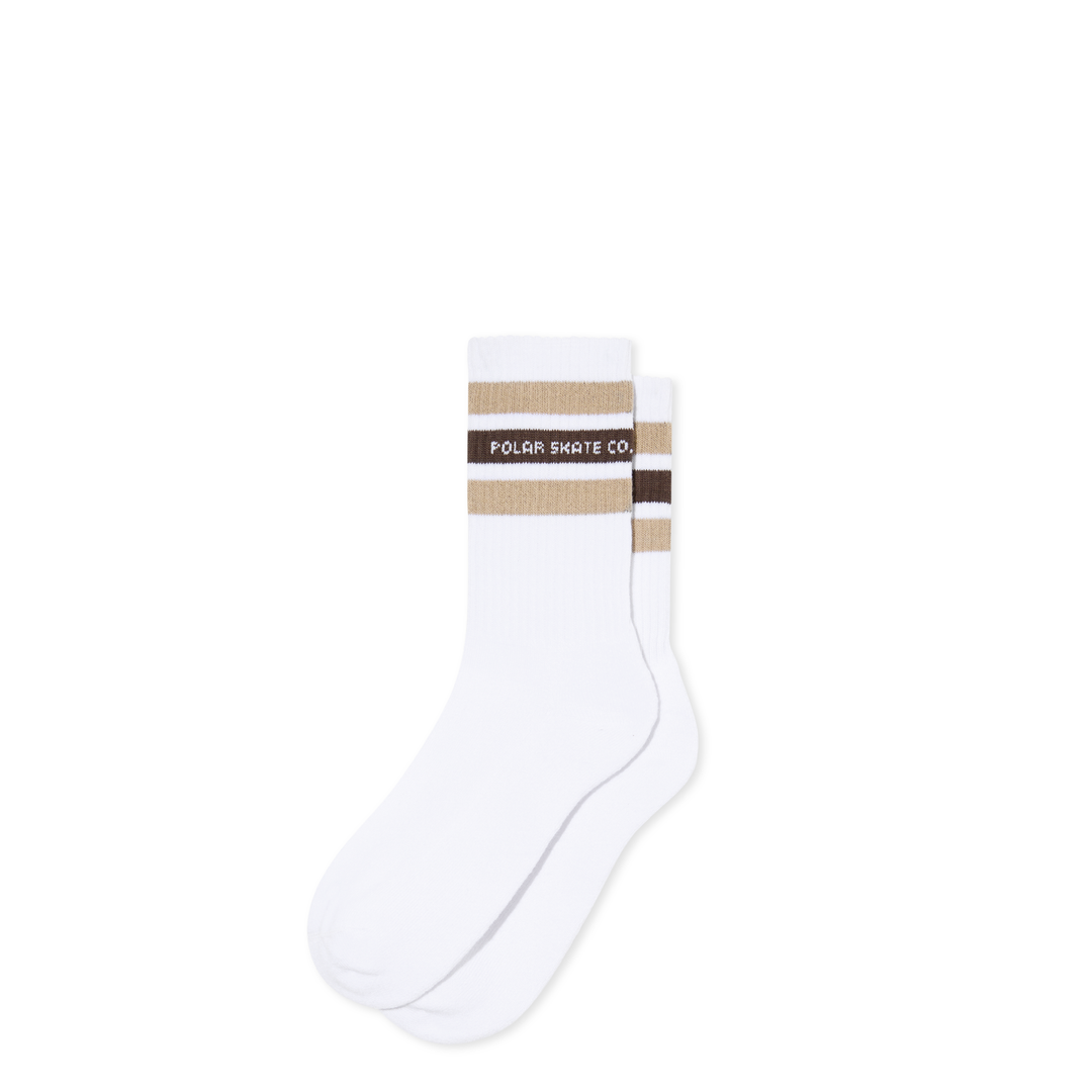 Rib Socks | Fat Stripe - White/Beige
