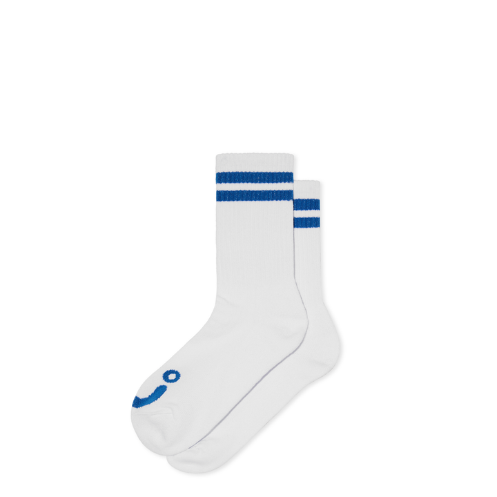 Rib Socks | Happy Sad - White/Blue