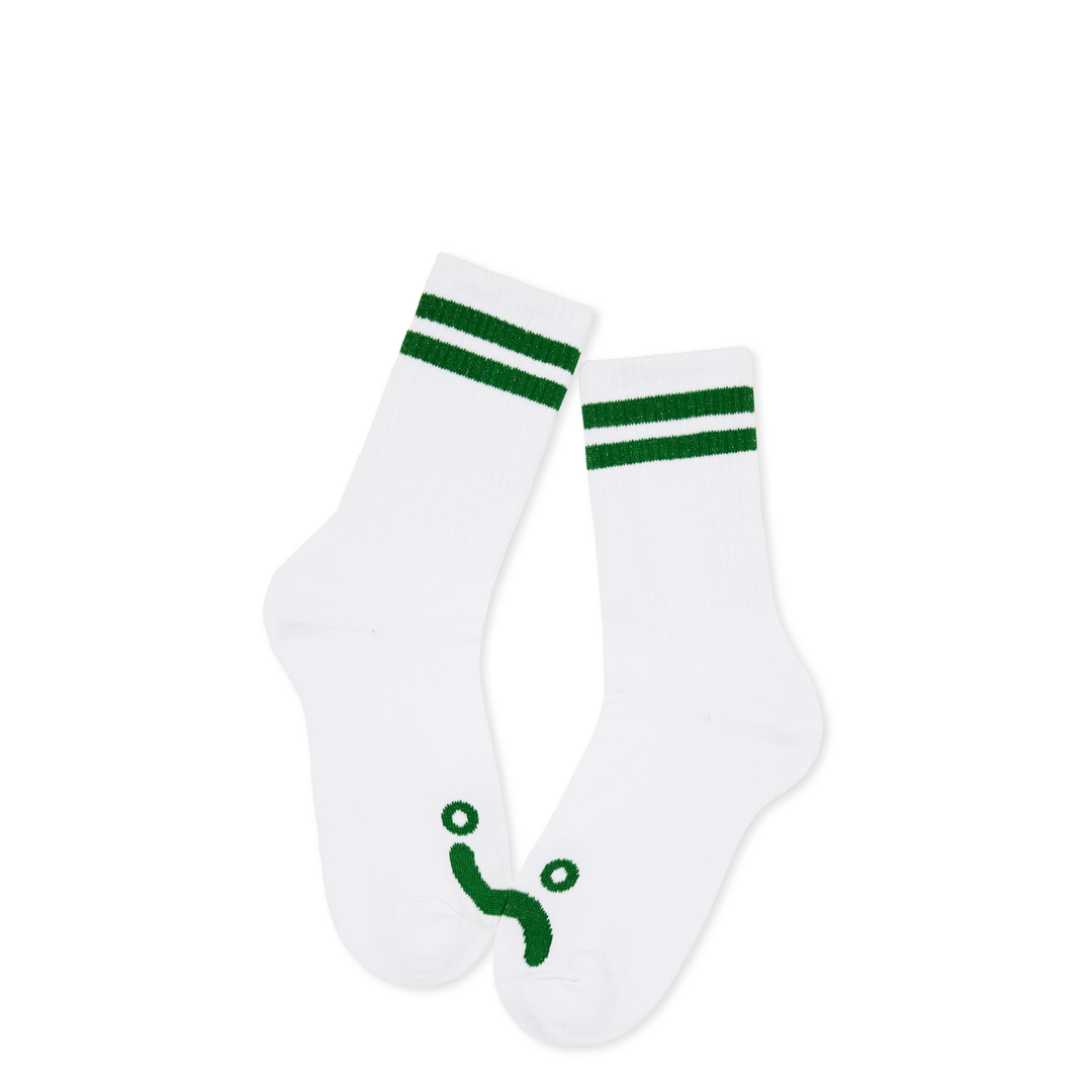Rib Socks | Happy Sad - White/Green