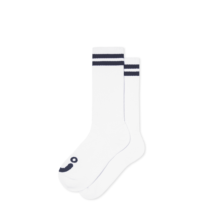 Rib Socks | Long | Happy Sad - Navy/White