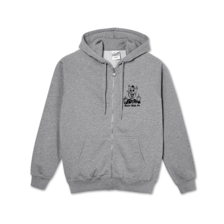 Devil Man Zip Hoodie - Heather Grey