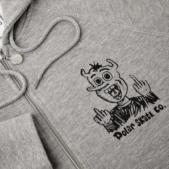 Devil Man Zip Hoodie - Heather Grey