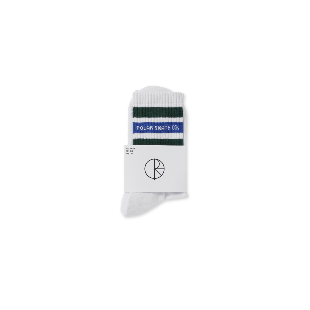 Rib Socks | Fat Stripe - White / Green / Blue