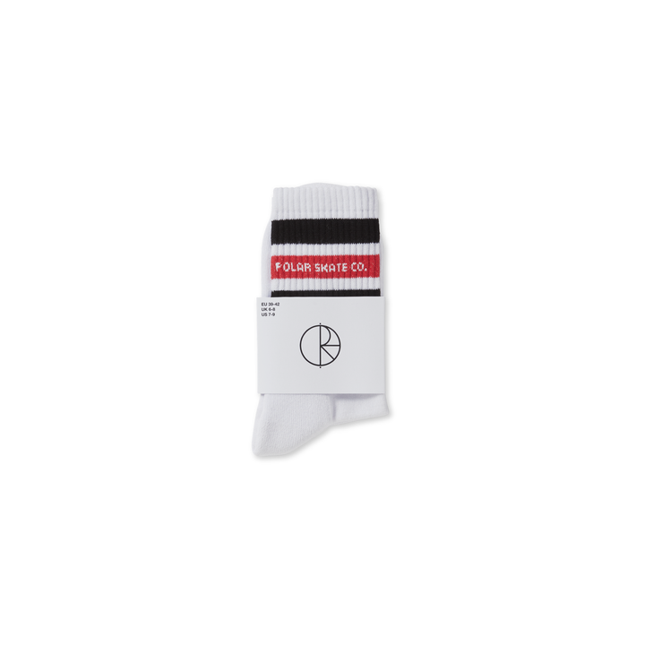 Rib Socks | Fat Stripe - White / Black / Red