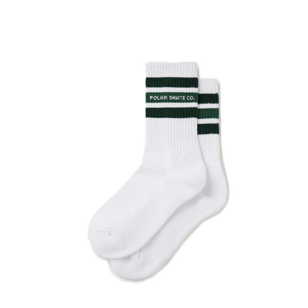 Rib Socks | Fat Stripe - White / Green