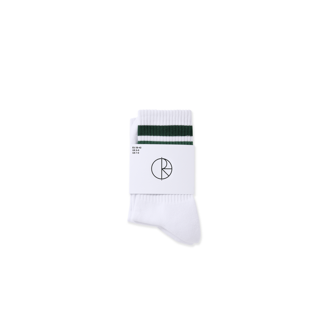 Rib Socks | Fat Stripe - White / Green