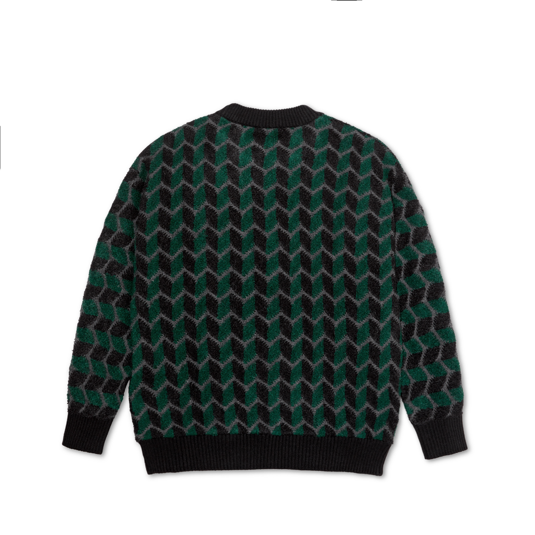 Zig Zag Knit Sweater Black Dark Teal
