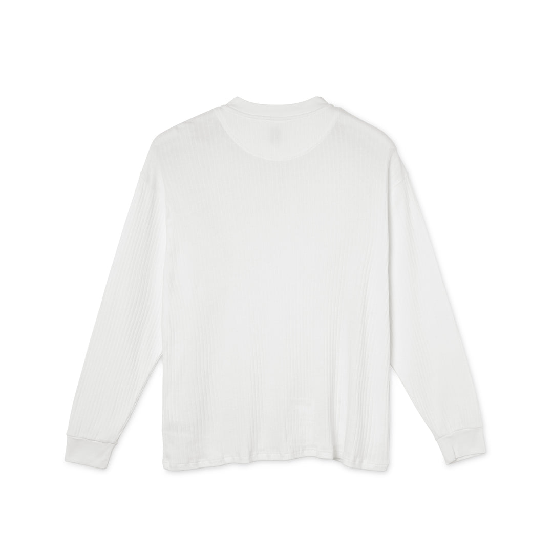 Rib Henley LS Shirt - Cloud White