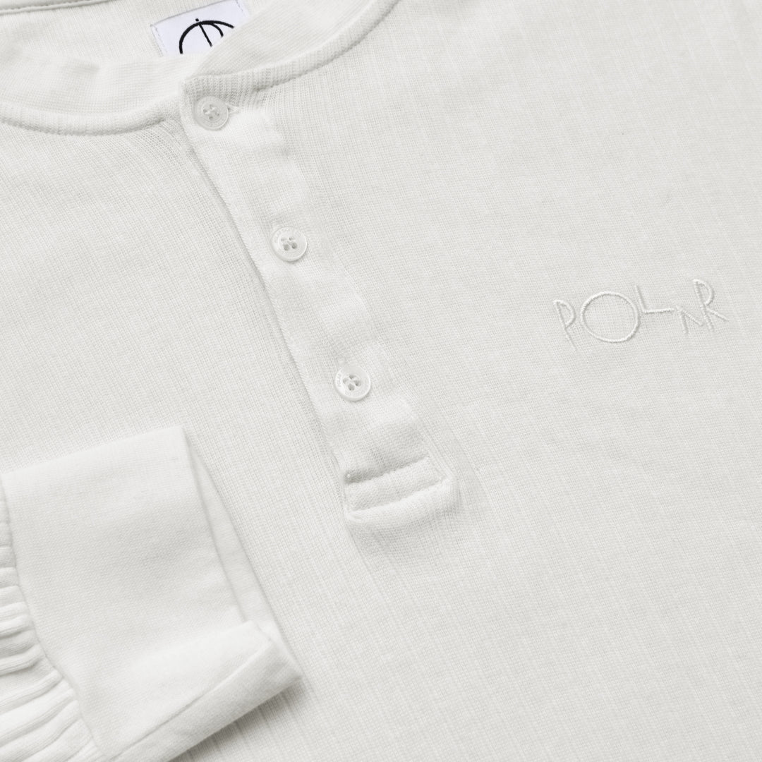 Rib Henley LS Shirt - Cloud White